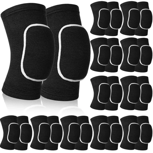 Vista 9 de Lenwen 12 pares de rodilleras de voleibol para bailarines, suaves y transpirables, rodilleras para hombres y mujeres, fútbol, fútbol, yoga, Negro