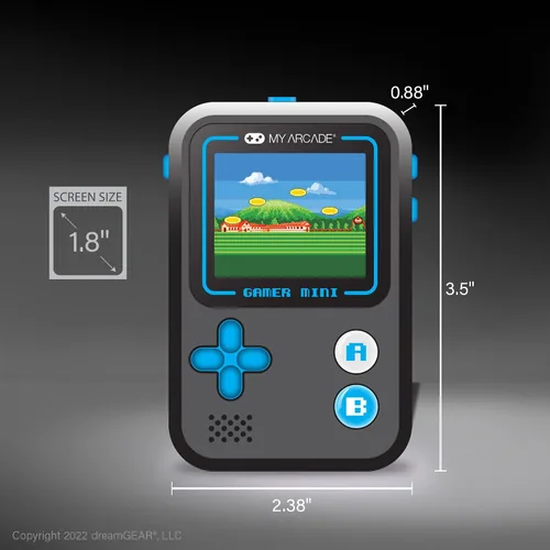 Vista 3 de My Arcade Gamer Mini Classic-Blue: sistema de juegos portátil en miniatura equipado con 160 juegos, pantalla a color de 1.8 pulgadas (DGUN-3926)