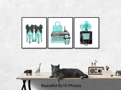 Vista 3 de Glam - Decoración de pared – Perfume de diseñador, zapatos, bolsos – Regalo de diseño de alta moda para fashionista – Arte de pared de alta costura