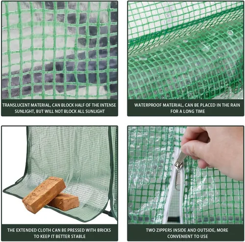 Vista 3 de FDW Mini invernadero portátil para interiores y exteriores, 4.9 pies de largo x 2.4 pies de ancho x 6.4 pies de alto, estantes para plantas, toldo