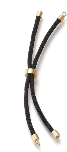 Vista 7 de 10 piezas de pulseras de cordón trenzado de nylon para hacer pulseras deslizantes ajustables con accesorios de latón dorado para accesorios de Negro