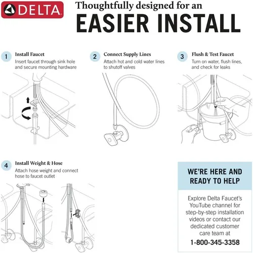 Vista 7 de Delta Kate - Grifo de un solo grifo para fregadero de cocina con pulverizador de espray Cromo