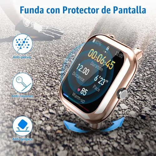 Vista 2 de Fintie Paquete de 3 fundas compatibles con Amazfit Bip U Pro/S/Lite/1S/GTS negro+transparente+oro rosa