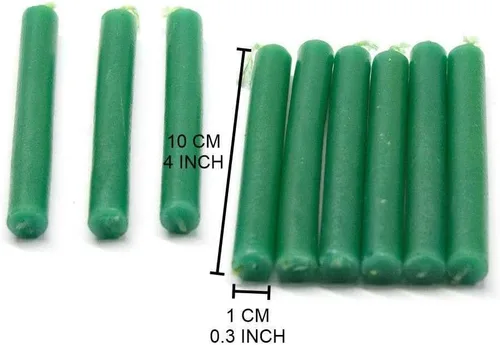 Vista 2 de Juego de 20 mini campanillas rituales/velas de hechizos verde bosque de 4 pulgadas