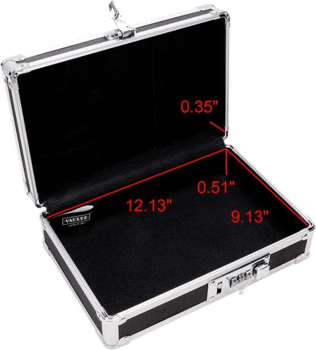 Vista 6 de Mini caja de seguridad Vaultz con bandeja, 8.5 x 2.75 x 5.5 pulgadas, color negro, Negro
