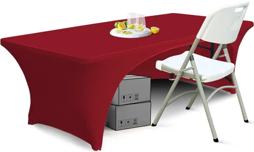 Vista 25 de ABCCANOPY - Mantel elástico de 1,2 m para mesa, ajustado, con parte trasera abierta, lavable, salvamanteles para mesas rectangulares, color negro