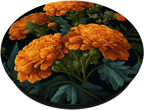 Vista 2 de PopSockets de jardinería con diseño de caléndula vintage inspirado en las plantas