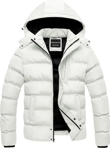 Vista 19 de CREATMO US Chaqueta acolchada para hombre, impermeable, para invierno, abrigo de esquí grueso y cálido