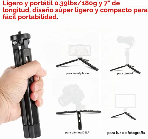 Vista 5 de Mini trípode de aluminio, trípode de mesa de escritorio para Zhiyun Smooth Q/4, Crane Plus/2, Weebill s, Ronin S/SC/RS2/RSC2, Osmo Mobile