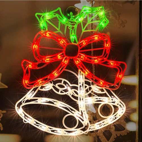 Vista 8 de LAMPHOME Decoración de Silueta de Ventana de Navidad de Lazo Rojo Iluminado de 18" con 50 Luces rojo (Red Bow)