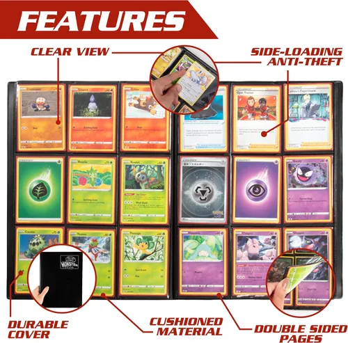 Vista 3 de Monster Binder - Álbum de tarjeta coleccionables, 9 bolsillos para tarjetas, retiene 360 de Yugioh, Magic, y Pokémon, Púrpura mate Morado mate