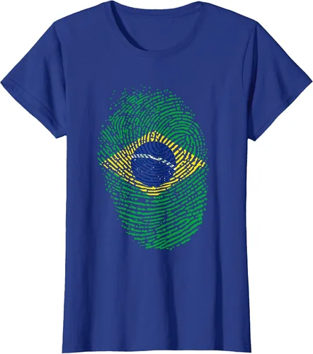 Vista 17 de Camiseta patriótica de la bandera brasileña con huella dactilar Asphalt Grey