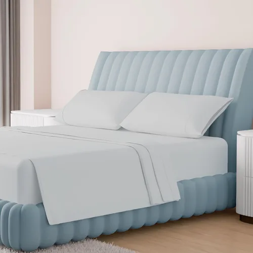 Vista 18 de Carressa Linen Sábanas de alta cantidad de hilos tamaño Queen – Serie 1000 sábanas 100% algodón egipcio tamaño Queen (4 piezas, rubor), tejido Blush