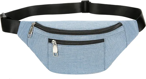 Vista 7 de Riñonera para hombres y mujeres, de moda e impermeable con cinturón ajustable, bolsas de riñonera casuales para correr, deportes, viajes. beige