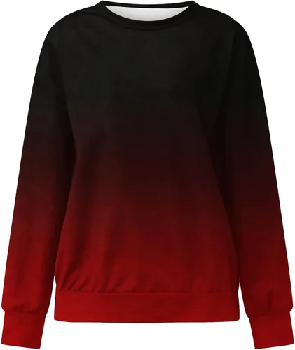 Vista 3 de Stessotudo Camisas de manga larga para mujer 2023 Casul cuello redondo, sudaderas ligeras con estampado a la moda, sueltas, tops de moda