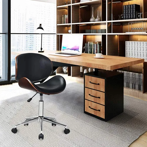 Vista 5 de GOODALLIN - Silla de oficina ajustable y moderna de mediados de siglo con asiento / respaldo curvo, silla ejecutiva giratoria, silla de computadora