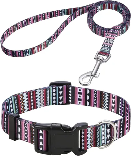 Vista 50 de Mihqy - Collar de perro, patrones geométricos florales, tribales, bohemios, collar de estilo étnico, suave y ajustable, para perros pequeños