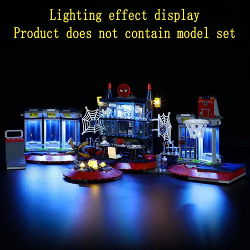 Vista 4 de GEAMENT Kit de luces LED compatible con LEGO Attack on The Spider Lair, juego de iluminación para modelo de construcción Spider-Man 76175