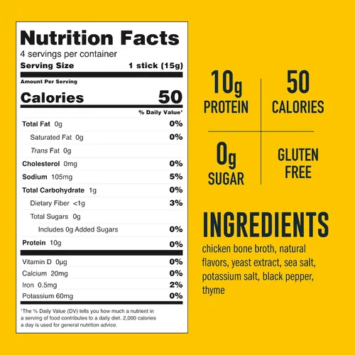 Vista 2 de LonoLife - Sobres individuales de caldo de huesos de pollo bajo en sodio: 0.35 onzas de proteína, apto para dieta Keto, 4 porciones individuales