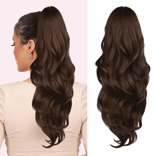 Vista 34 de Extensión de cola de caballo rubio, extensión de cola de caballo con cordón de 20 pulgadas para mujeres, extensiones de cabello de cola de caballo