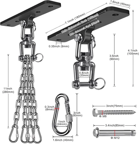 Vista 6 de SELEWARE Colgador de Saco de Boxeo de Servicio Pesado y Abrazadera de Viga para Boxeo, Muay Thai, MMA F: Soporte de techo para saco de boxeo