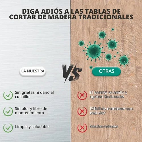 Vista 7 de Tabla de cortar de acero inoxidable, 2 tablas de cortar para cocina, tabla de cortar antiadherente inoxidable para carne, frutas y verduras