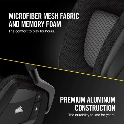 Vista 3 de CORSAIR Void PRO - Auriculares inalámbricos RGB para juegos, Dolby 7.1 Surround Sound para PC, certificados por Discord, controladores de 1.969 in