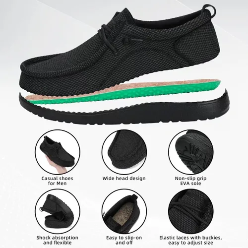 Vista 5 de 1TAZERO Zapatos anchos para hombre, mocasines casuales para caminar, zapatos ortopédicos cómodos de ancho ancho para hombres con soporte de arco
