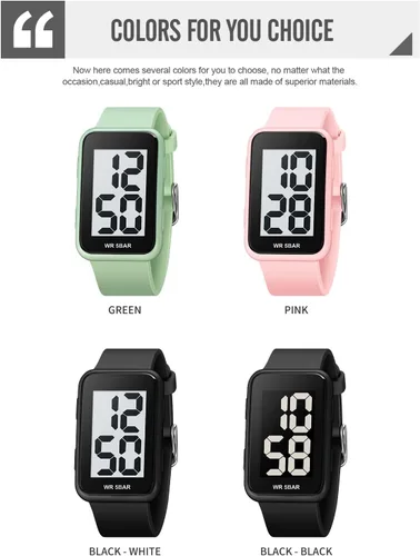 Vista 9 de Reloj digital LED para hombre, simple atmosférico, rectangular, deportivo, impermeable, luminoso, para exteriores