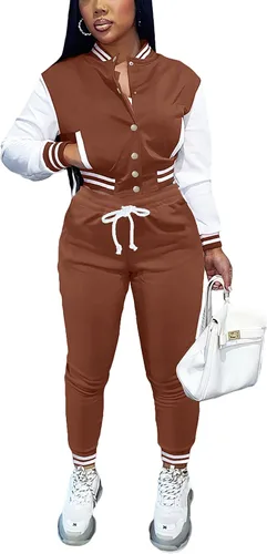 Vista 16 de Fooullaide - Chaqueta varsity para mujer con sudadera, conjunto de 2 piezas, sudadera con capucha, chaqueta de botones estilo letterman, conjunto