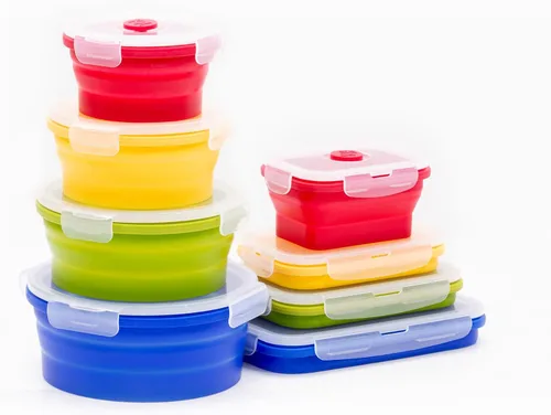 Vista 7 de Juego de contenedores plegables para almacenamiento de alimentos de silicona (INDIGO)