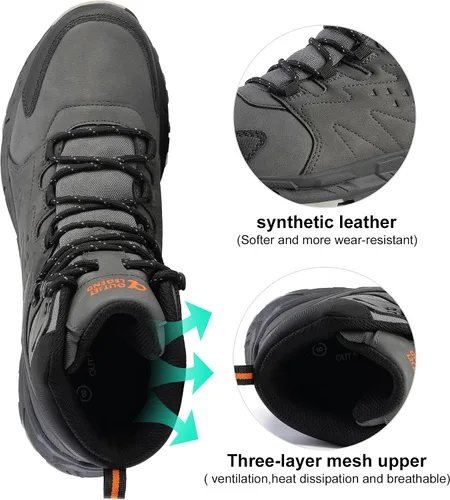 Vista 4 de Botas de senderismo impermeables para hombre, zapatos de trabajo ligeros para exteriores
