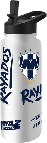 Vista 5 de Logo Brands Liga MX Cruz Azul FC - Botella Quencher de 34 onzas, diseño de equipo completo, aislada al vacío con tapa de pajilla, botella de agua