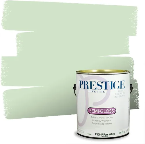 Vista 100 de PRESTIGE Pintura exterior e imprimación en uno, aloe, plano, 1 galón