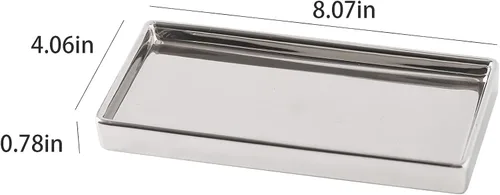 Vista 6 de Bandeja de plato de joyería Bandeja de cerámica Bandeja de baratija Rectangte Vanity Maquillaje Bandeja de espejo plateado