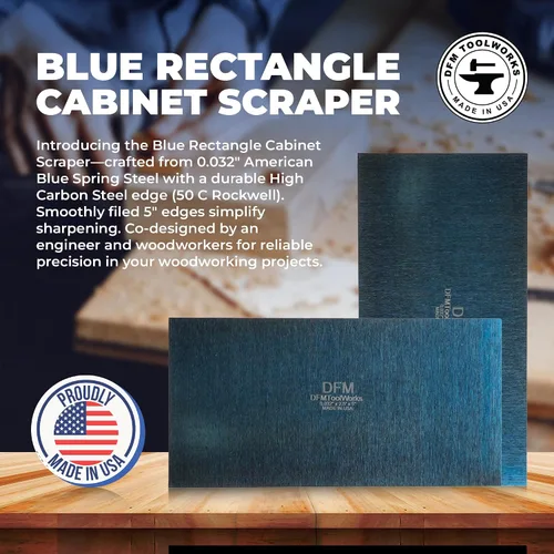 Vista 2 de DFM Tool Works Raspador de Tarjetas Rectangular - Raspador Multiusos de Precisión para Gabinetes para Carpintería, Acabadores Finos de Madera