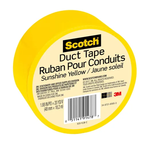 Vista 2 de Scotch Cinta adhesiva, 1.88 pulgadas x 20 yardas, Amarillo Sol, 1 rollo (920-YLW-C) (Paquete de 2)