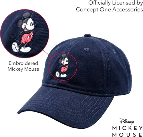 Vista 4 de Concept One Disney Mickey Mouse - Gorro de béisbol ajustable de algodón de sarga lavada Azul