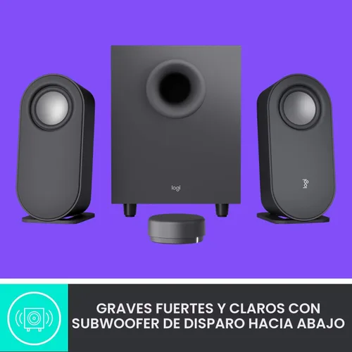 Vista 3 de Logitech Altavoces Bluetooth Z407 para computadora con subwoofer y control inalámbrico, sonido inmersivo, audio premium con múltiples entradas