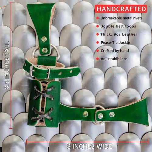 Vista 64 de Armory Replicas™ - Rana espada de cuero hecha a mano – Disfraz medieval LARP hebilla ajustable y cinturón de arma con cable soporte