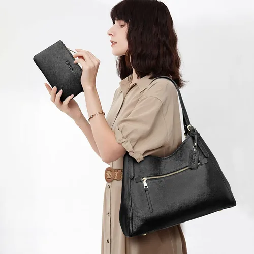 Vista 2 de Kattee Bolso de hombro para mujer, de piel auténtica, 2