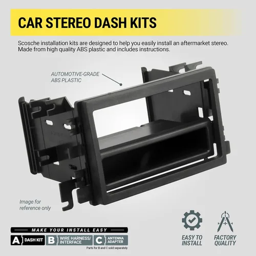 Vista 6 de Scosche HA1711B - Kit de tablero DIN individual con bolsillo moldeado compatible con Honda Pilot 2009-11, color negro