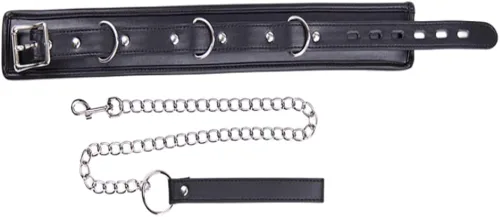 Vista 2 de ERUN Gargantilla de cuero con cadena de tracción larga, correa ajustable, collares de cuello para cosplay, punk bar, collar de escenario, suave
