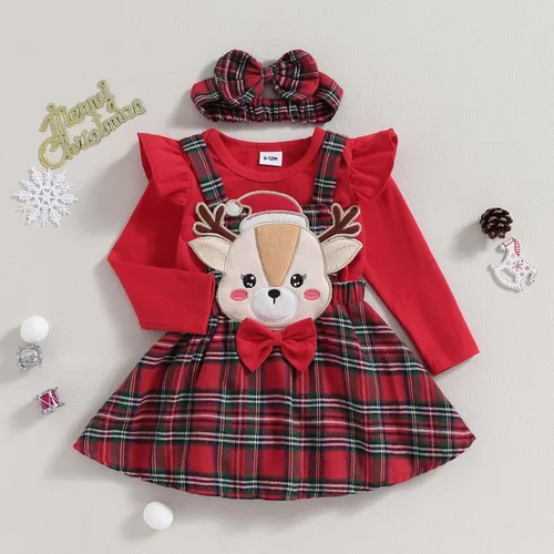 Vista 2 de My First Easter - Conjunto de mameluco acanalado de manga larga para bebé, conjunto de falda con parche de conejo, ropa de Pascua
