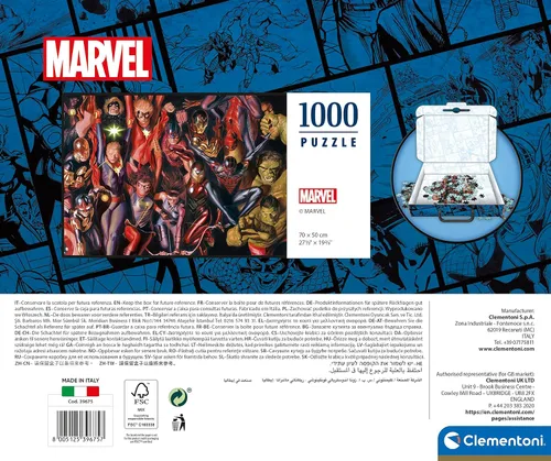 Vista 3 de Clementoni - 39675 - Puzzle Marvel Avengers - Rompecabezas de 1000 piezas, rompecabezas para adultos - Hecho en Italia