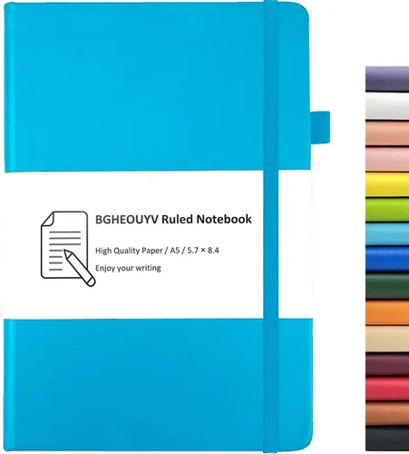 Vista 20 de Diario para cuaderno, cuaderno rayado con rayas universitarias A5, 160 páginas, diarios de tapa dura para escribir, cuadernos para el trabajo