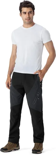 Vista 6 de YSENTO Pantalones de esquí con forro polar para hombre, impermeables, con aislamiento softshell, pantalones cargo para senderismo