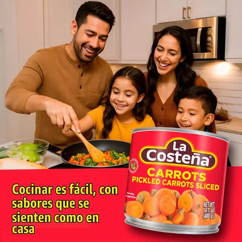 Vista 3 de La Costeña Zanahorias en escabeche, lata de 14.1 onzas (paquete de 12)
