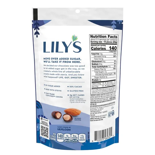 Vista 2 de Lily's Sweets, Almendras cubiertas de chocolate negro, 3.5 onzas