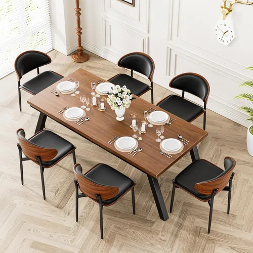 Vista 20 de YaFiti Juego de 2 sillas de comedor, sillas de comedor y cocina modernas de mediados de siglo, sillas tapizadas de piel sintética con diamantes